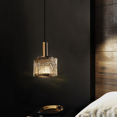 Modern Light Luxury Square Kupferglas 1-Licht-Pendelleuchte 