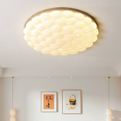 Modern Creative Rubberwood Round LED Flush Mount Lighting