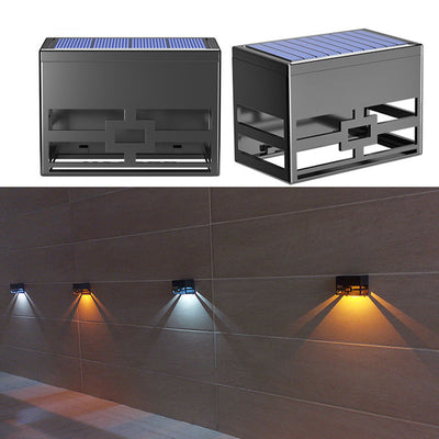 Simple Solar Square Skeleton LED Outdoor Fence Wall Sconce Lamp