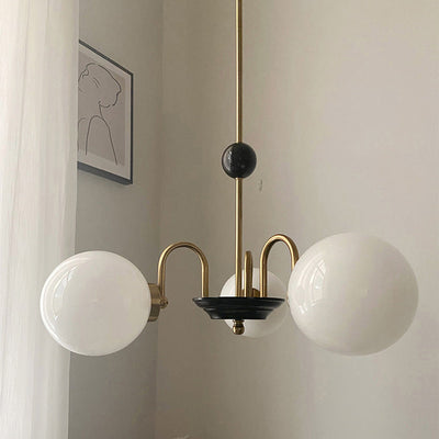 Contemporary Scandinavian Orb Iron Glass 3/5 Light Chandelier For Living Room