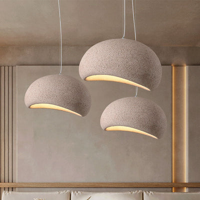 Traditional Vintage Arc Semicircular Imitation Stone Texture 1-Light Pendant Light For Living Room