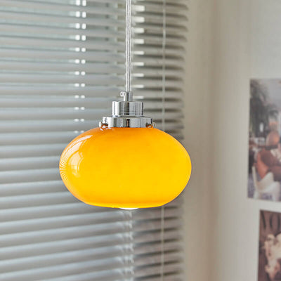 Nordic Yellow Glass Dome 1-Light Pendant Light