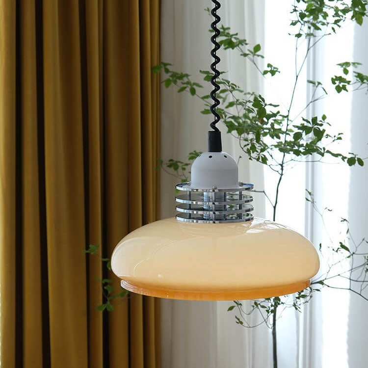 Modern Minimalist Vintage Retractable Iron Glass 1-Light Pendant Light