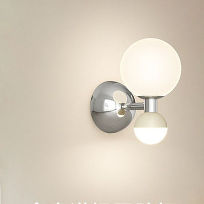 Modern Minimalist Cream Orb Pumpkin Iron Plastic LED Wall Sconce Lamp For Bedroom