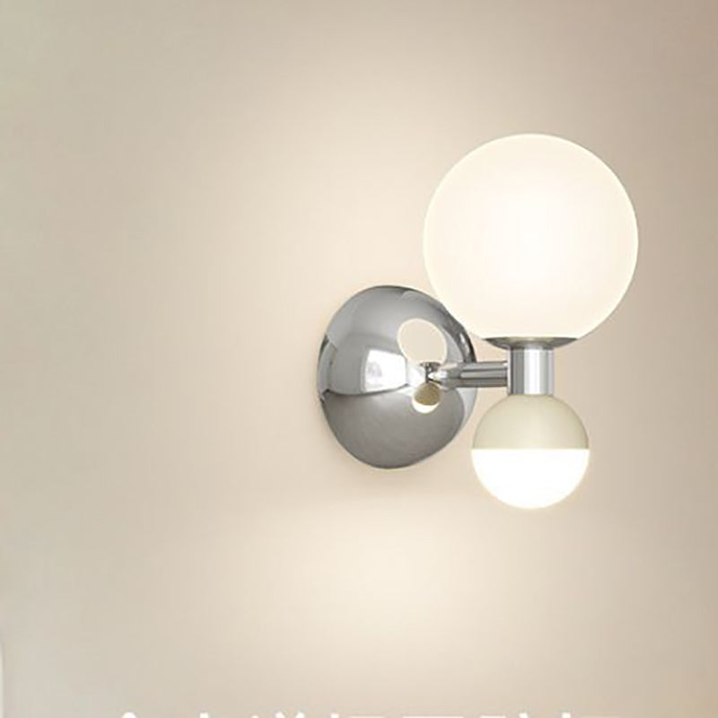 Modern Minimalist Cream Orb Pumpkin Iron Plastic LED Wall Sconce Lamp For Bedroom