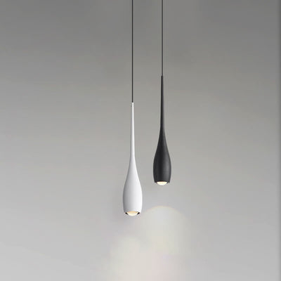 Lampe suspendue LED en aluminium, couleur unie, minimaliste et moderne, noir et blanc, en forme de larme 