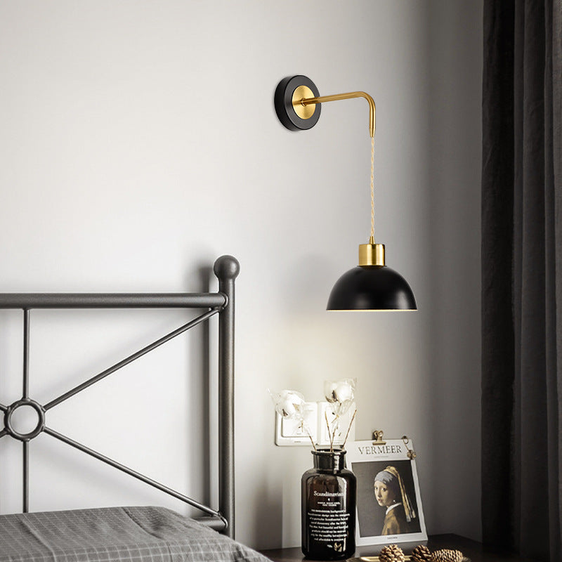 Modern Minimalist Half Circle Pendant Wire Iron 1-Light Wall Sconce Lamp For Bedroom