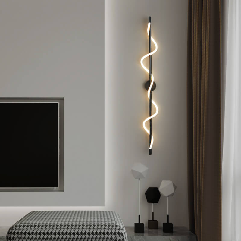 Modern Minimalist Twist Curve Long Bar Copper LED Wall Sconce Lamp