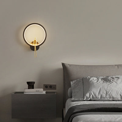 Applique murale LED ronde en cuivre, minimaliste et créative, style nordique 