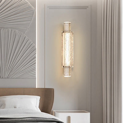 Modern Luxury Water Grain Glass Column LED Wall Sconce Lamp For Bedroom