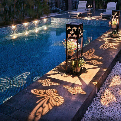 Lumière solaire papillon ombre étagère carrée jardinière lumière extérieure décorative étanche Patio lumière extérieure 