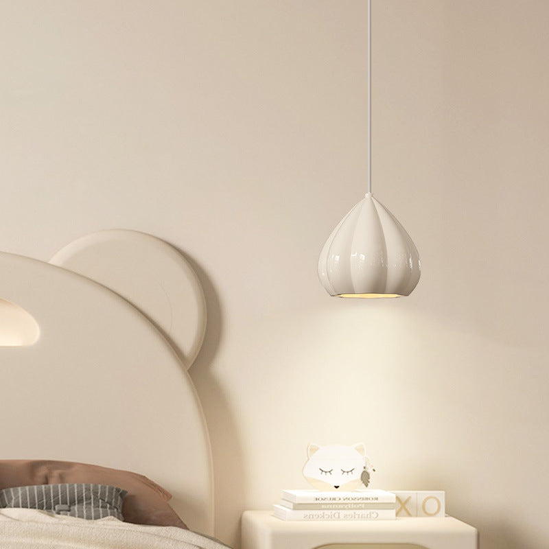 Modern Minimalist Cream Triangle Aluminum Resin 1-Light Pendant Light For Bedroom