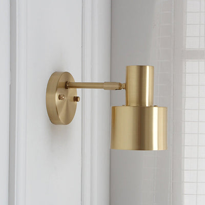 Nordic Minimalist Golden Metal Column 1-Light Wall Sconce Lamp