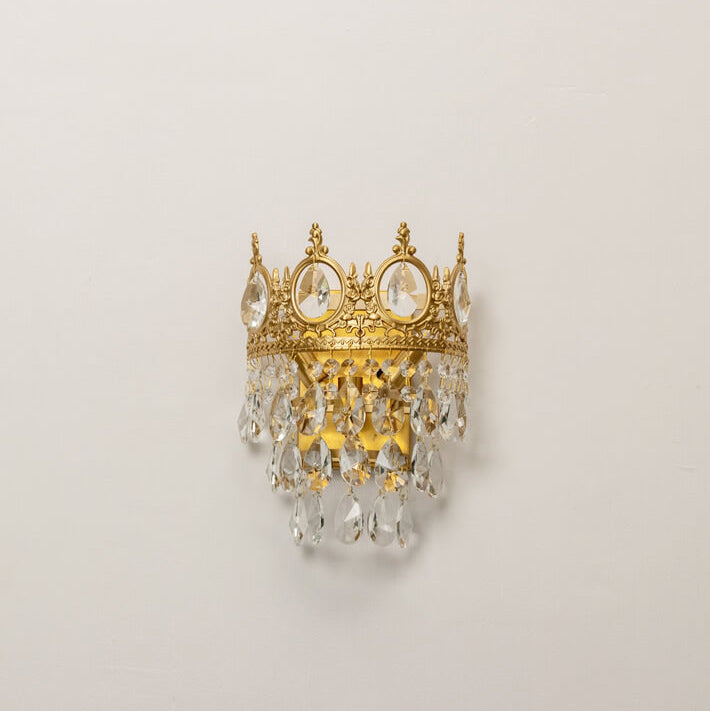 Moderne Luxus-Wandleuchte mit Krone, Kristallquaste, 1 Licht 
