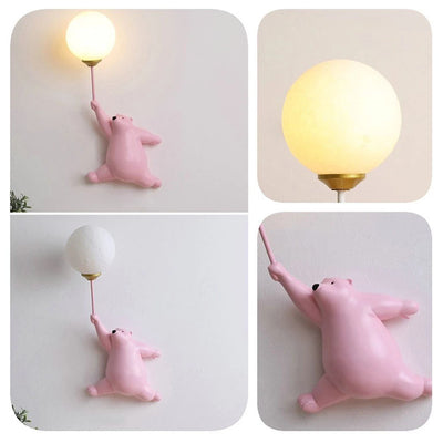 Modern Creative Bear Iron Glass 1-Light Wall Sconce Lamp