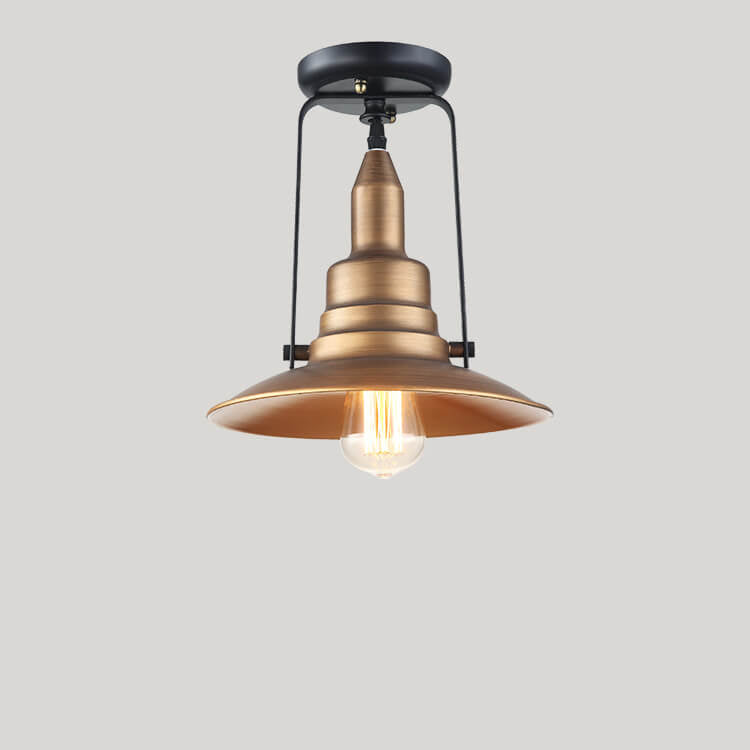 Scandinavian Industrial Country Bell Iron 1-Light Semi-Flush Mount Ceiling Light