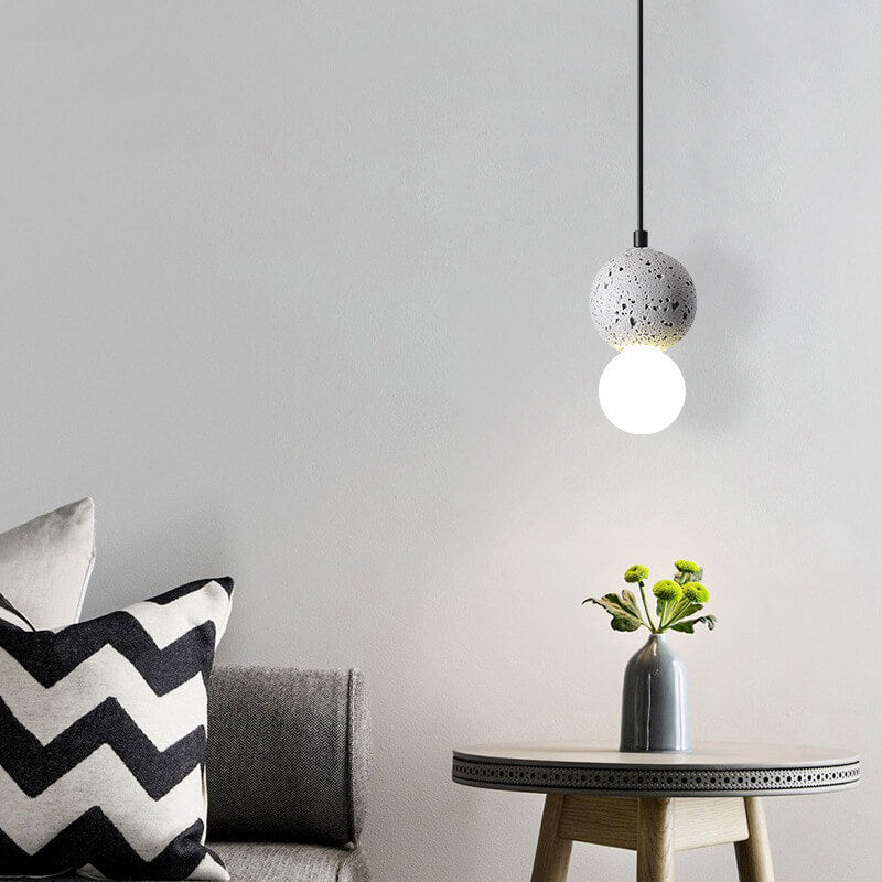 Contemporary Scandinavian Orb Terrazzo 1-Light Pendant Light For Bedroom