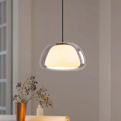 Contemporary Scandinavian Half Round Jelly Iron Glass 1-Light Pendant Light For Bedroom