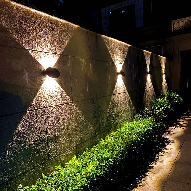 Modern Round Tempered Glass Waterproof Solar LED Outdoor Garden Wall Sconce Lamp