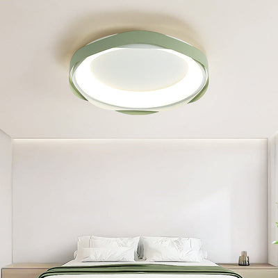 Modern Minimalist Cream Round Iron Acrylic LED Flush Mount Ceiling Light For Bedroom