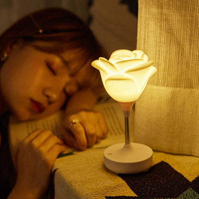 Modern Creative Rose Plastic USB Rechargeable Night Light Table Lamp