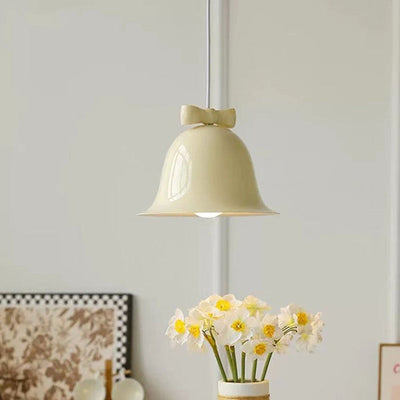 Contemporary Scandinavian Iron Bowknot Bell 1-Light Pendant Light For Living Room