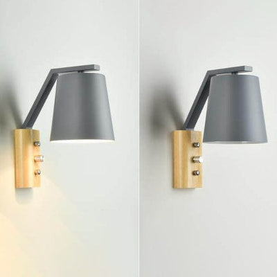 Nordic Modern Solid Wood Cylindrical 1-Light Wall Sconce Lamp