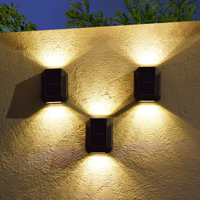 Outdoor Solar Square Light Control Sensor LED Waterproof Garden Wall Sconce Lamp