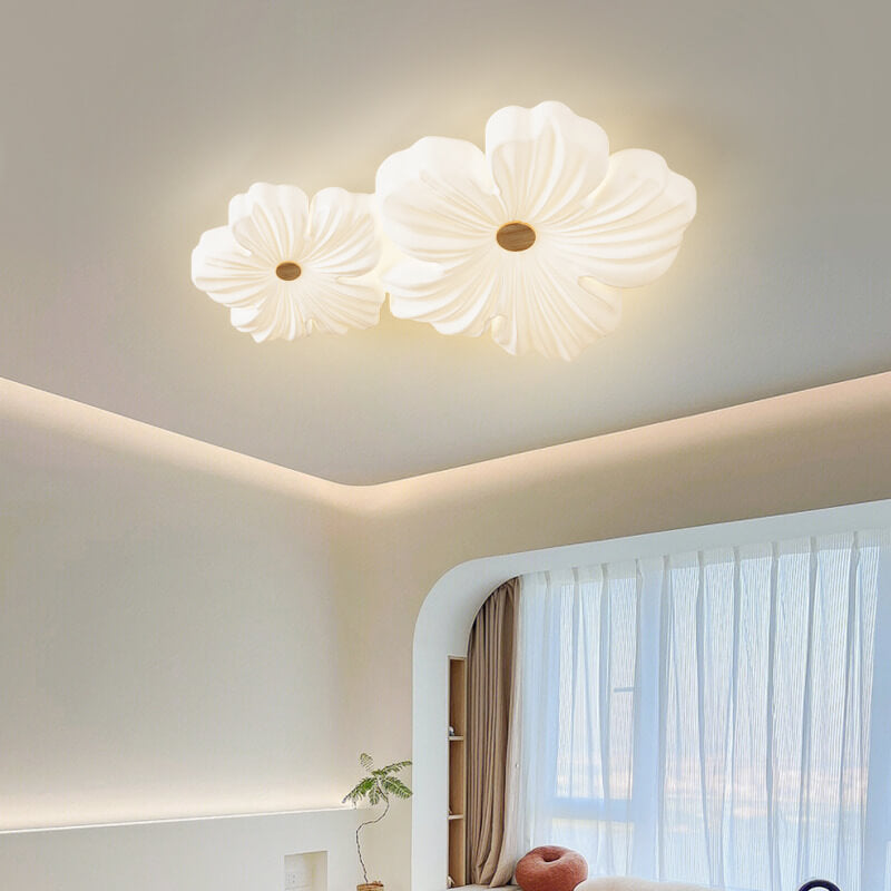 Modern Simplicity Iron Acrylic Petal Shade LED Flush Mount Ceiling Light For Living Room