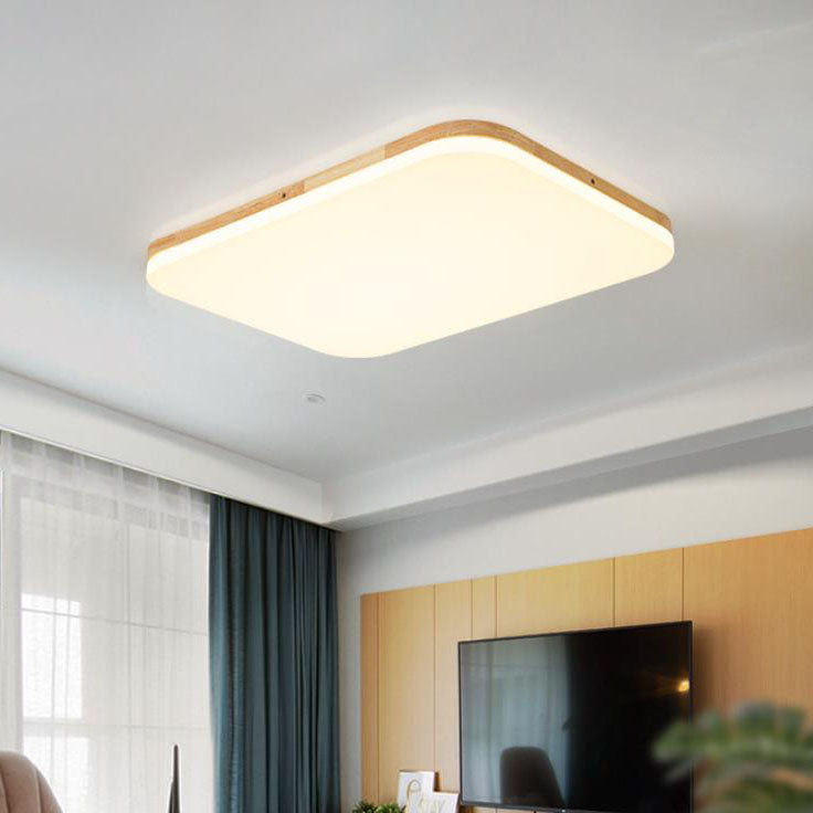 Nordic Simplicity Rechteckige LED-Deckenleuchte aus PVC für die Unterputzmontage aus Massivholz 