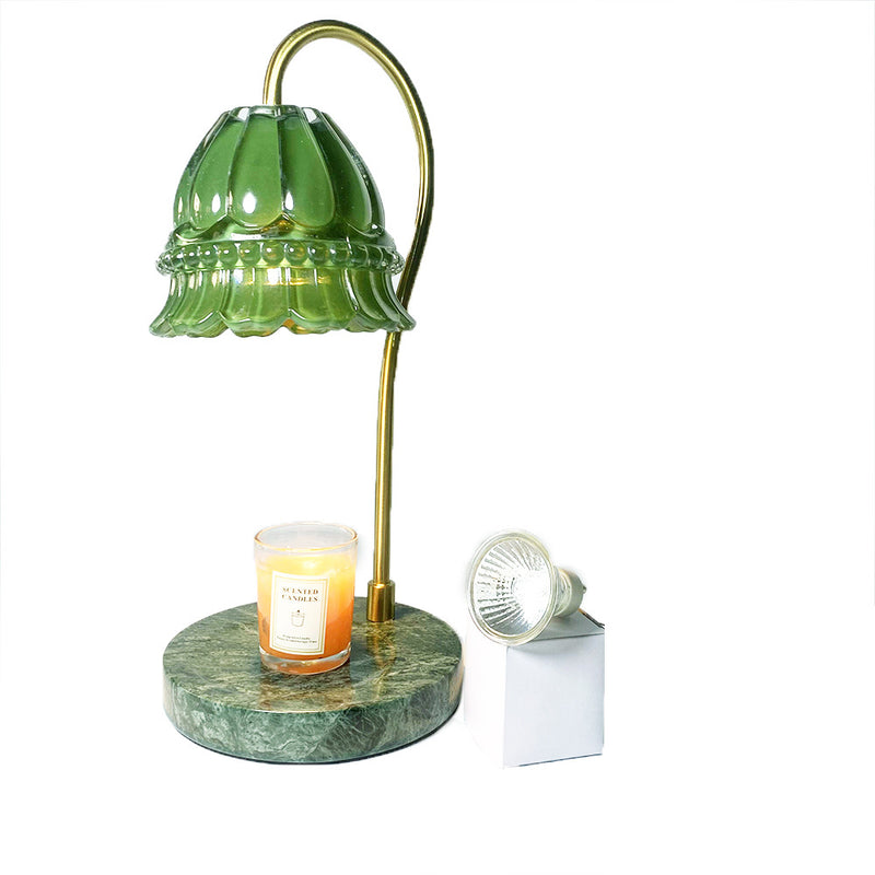 Lampe de table moderne en marbre de verre vert à 1 lumière en cire fondue 