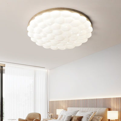 Modern Creative Rubberwood Round LED Flush Mount Lighting