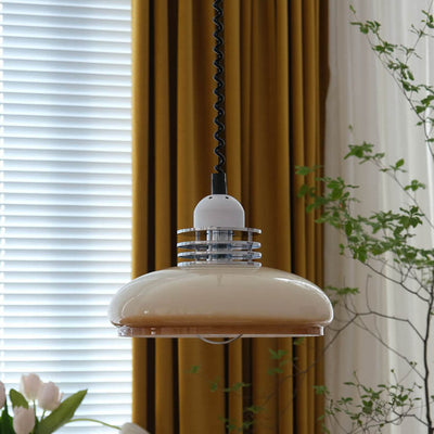 Modern Minimalist Vintage Retractable Iron Glass 1-Light Pendant Light