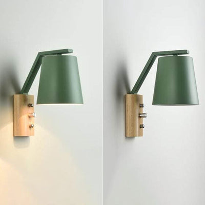 Nordic Modern Solid Wood Cylindrical 1-Light Wall Sconce Lamp