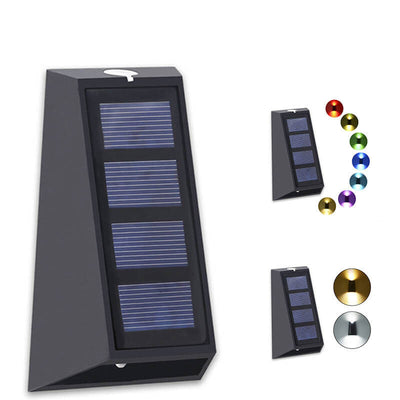 Applique murale LED solaire trapézoïdale simple pour l'extérieur, RVB, pour Patio 