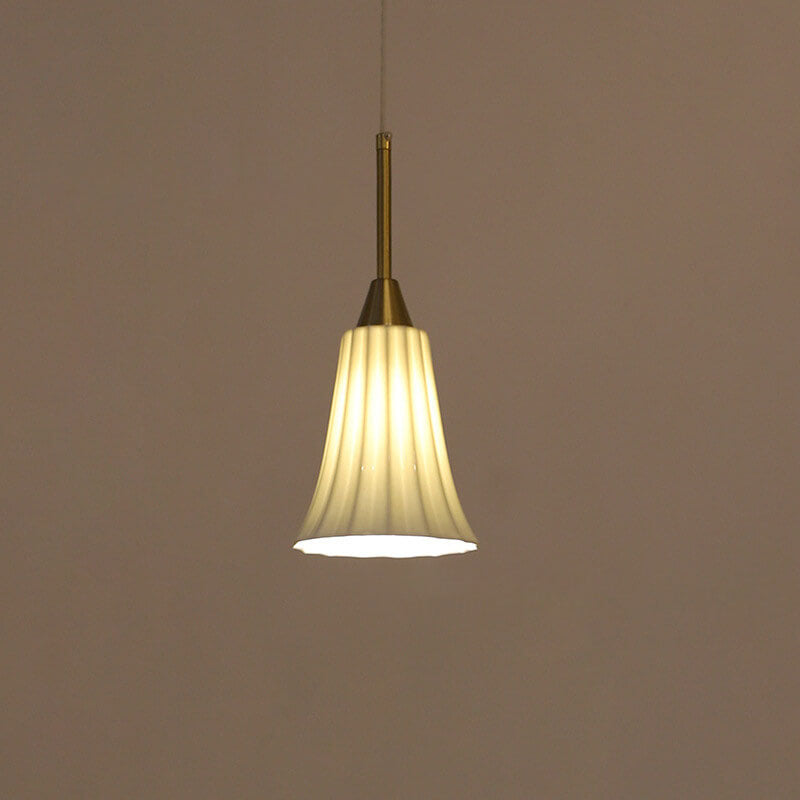 Luminaire suspendu moderne et minimaliste à 1 lumière en forme de cloche à texture en céramique 