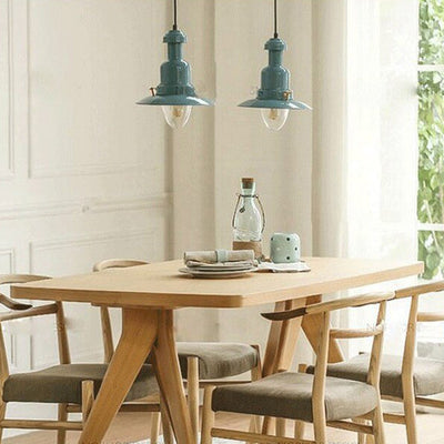 Scandinavian Industrial Iron Lacquered Round 1-Light Pendant Light