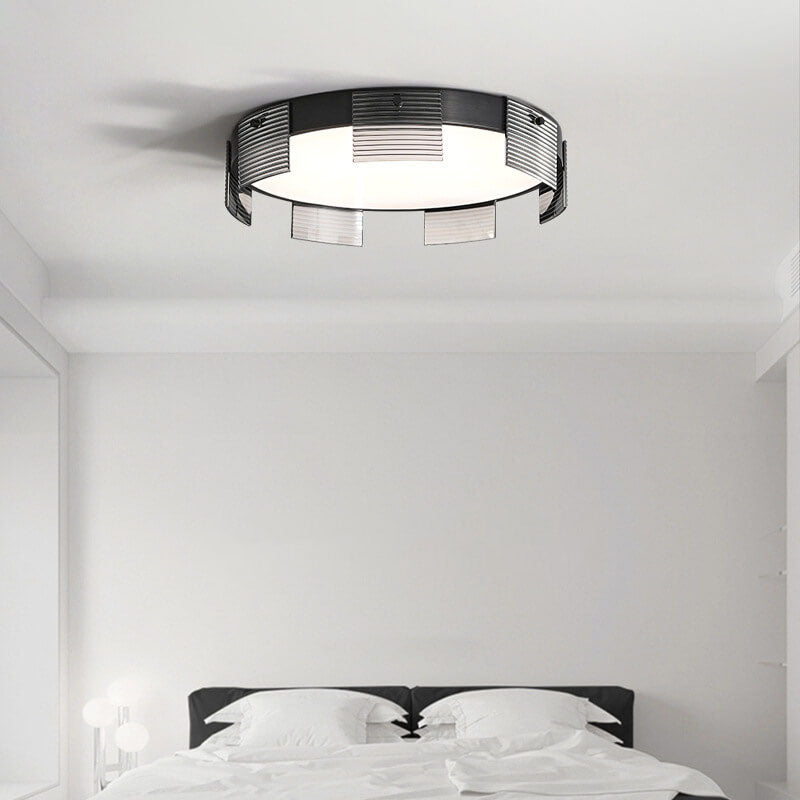 Modern Minimalistic Round Copper Glass Acrylic LED Flush Mount Light