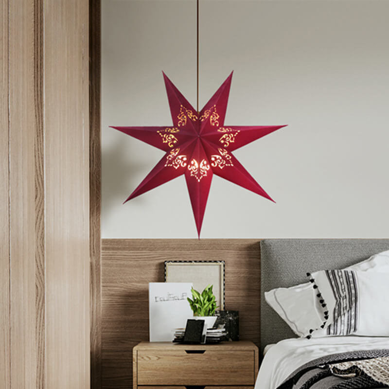 Nordic Creative Star Decorative Red Green Velvet LED Pendant Light