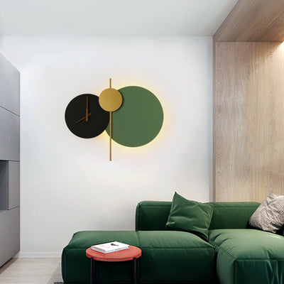 Lampe d'applique murale d'horloge LED acrylique ronde en fer minimaliste moderne 