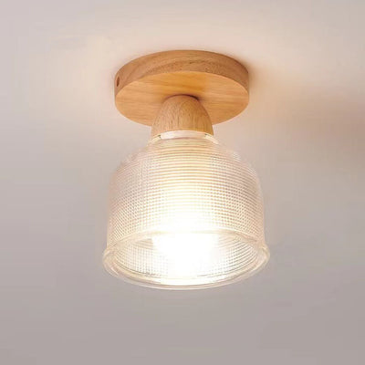 Japanese Simple Glass Log 1-Light Semi-Flush Mount Light