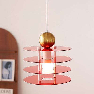 Contemporary Nordic Colorful Acrylic Flying Saucer 1-Light Pendant Light For Bedroom