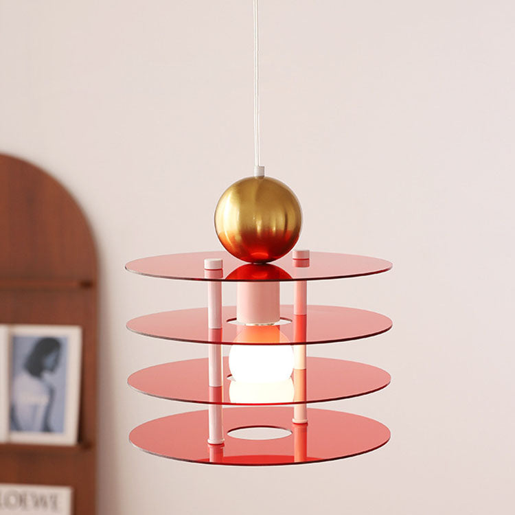 Contemporary Nordic Colorful Acrylic Flying Saucer 1-Light Pendant Light For Bedroom