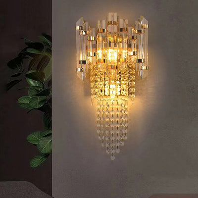 Modern Luxury Tassel Crystal Stainless Steel 3-Light Wall Sconce Lamp