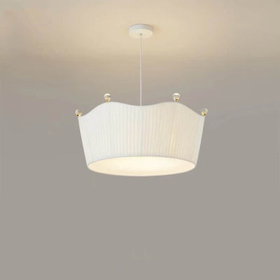 Lustre moderne et minimaliste à 5 lumières en tissu avec couronne créative 