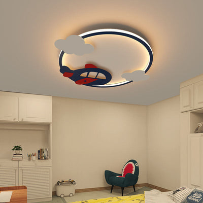 Modern Creative Cartoon Round Iron Aluminum PVC LED Flush Mount Ceiling Light