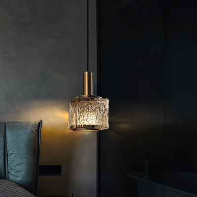 Modern Light Luxury Square Copper Glass 1-Light Pendant Light