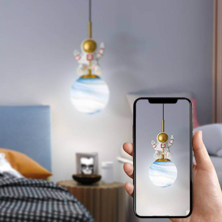 Lampe suspendue à 1 lumière astronaute pour enfants minimaliste nordique 