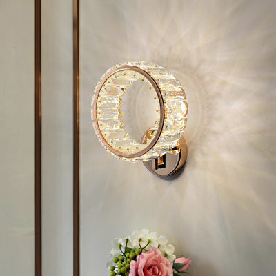 Nordic Light Luxury Crystal Ring LED Wall Sconce Lamp