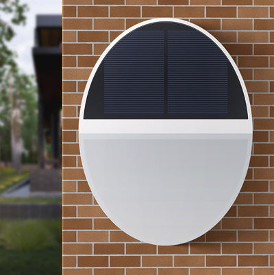 Solar Outdoor Waterproof Round Flat Body Radar Sensor LED Wall Sconce Lamp